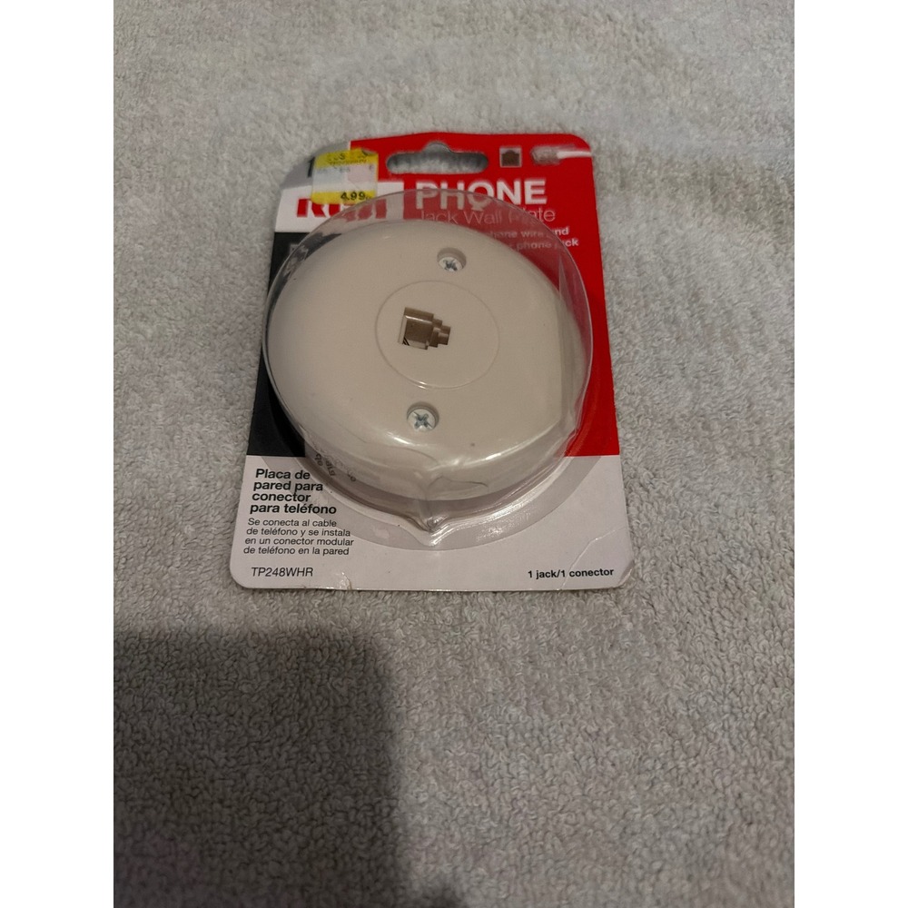 RCA TP248WHR Phone Jack Wall Plate White Single Modular RJ11 Connector New